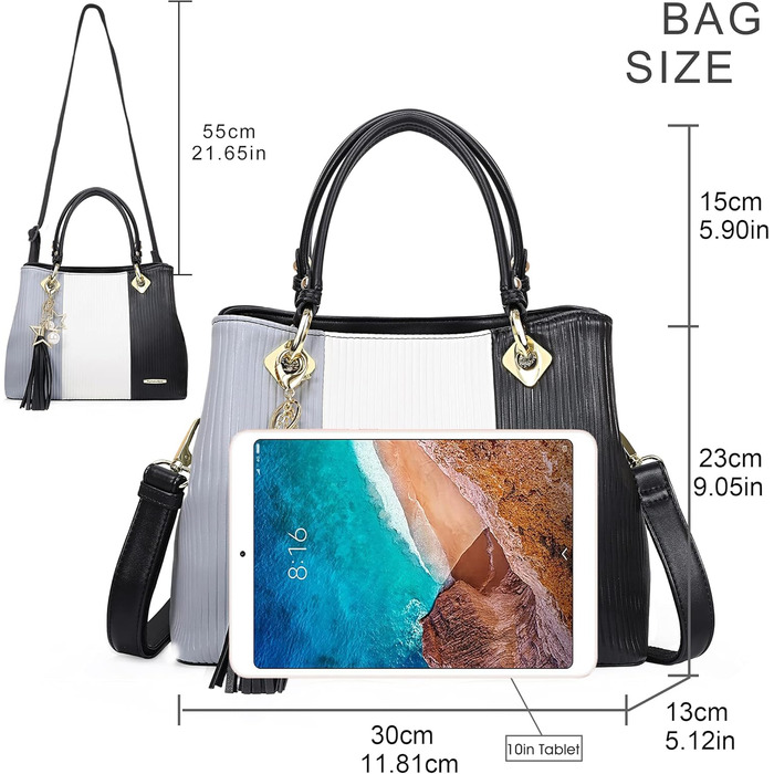 Сумка Pomelo Best жіноча багатокольорова смугаста через плече з внутрішніми кишенями (Чорно-біла)