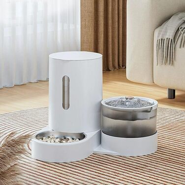 UUE 2-in-1 Automatic Pet Feeder & Water Dispenser - Cat & Dog - 1.5kg Capacity, 1.8L Water, Gravity-Fed, BPA Free, USB Rechargeable