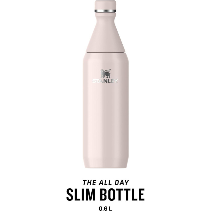 Фляга Stanley All Day Slim з нержавіючої сталі 0.6L - Термофляга, охолоджує до 6 годин, 11 годин з льодом, без BPA, не протікає, придатна для миття в посудомийній машині - Колір: Рожевий Кварц