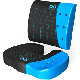 Набір подушок для сидіння та підтримки спини Everlasting Comfort – з гелевою піною пам'яті – ергономічні подушки для офісного крісла, авто та геймінгу – неслизькі, дихаючі та пранні – чорний колір з подушкою для попереку