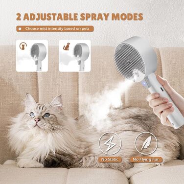 Бурштук для котів з парою 4-в-1, для видалення шерсті, для котів та собак (білий, сірий)