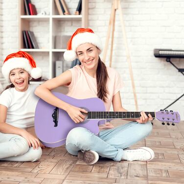 Акустична гітара ADM 38 дюймів для початківців: повний стартовий набір з онлайн-уроками, кейс, ремінь, медіатор, каподастр та підставка