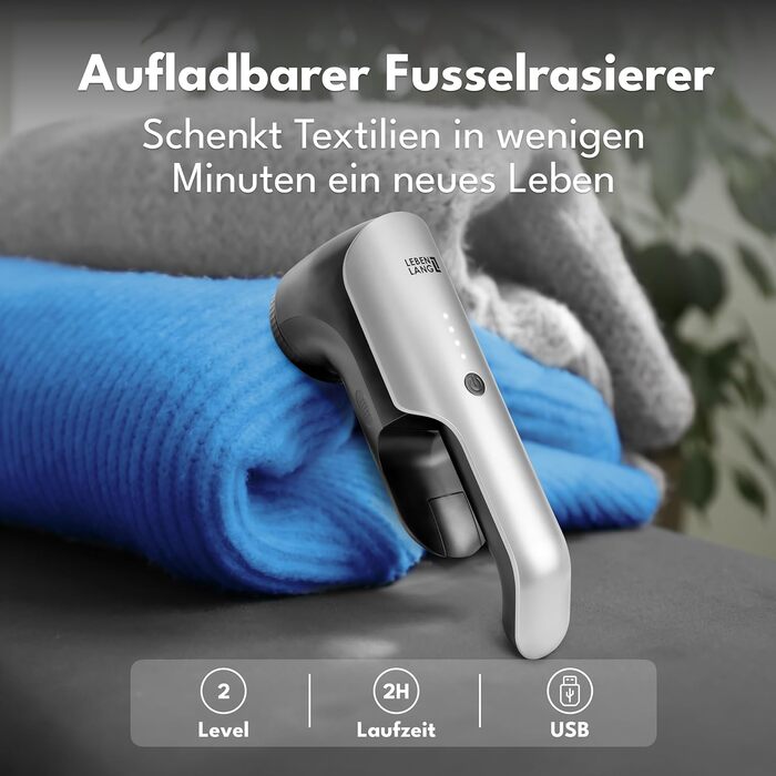 Електричний видалення ворсу LEBENLANG 2000mAh з LED-дисплеєм та пензлем для чищення. До 2 годин роботи. Видалення ворсу з одягу.