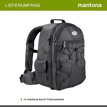 Рюкзак для камери Mantona Azurit Single, чорний, для DSLR/DSLM, до 5 об'єктивів та аксесуарів, з кріпленням для штатива