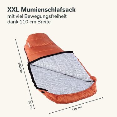 Спальний мішок Skandika Vegas XXL: теплий, для дорослих, 3 сезони, до -12°C, 220x110 см, ковдра-мішок