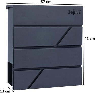 Поштова скринька Zelsius з газетницею, антрацит RAL 7016, з плавним закриттям | Настінна або стійкова установка