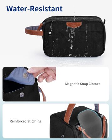 Чоловіча дорожня косметичка ECOHUB, водонепроникна, з великим відділенням та відділенням для мокрого одягу, з переробленого PET, з двома блискавками, чорна