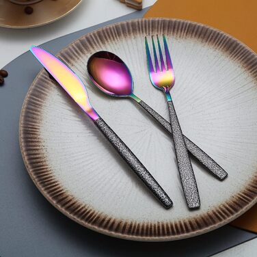 Набір столових приборів з титановим покриттям, 30 предметів, золото-чорний (Mars) для 6 осіб