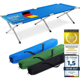 GOODS+GADGETS Folding Army Field Bed - Aluminum - Folding Camping Bed & Guest Bed Blue