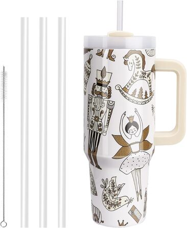 Термокружка WALLFID 40oz з нержавіючої сталі, вакуумна ізоляція, з кришкою, 3 трубочки та щітка для чищення, для гарячих та холодних напоїв, ідеальна для кави, чаю, смузі та іншого