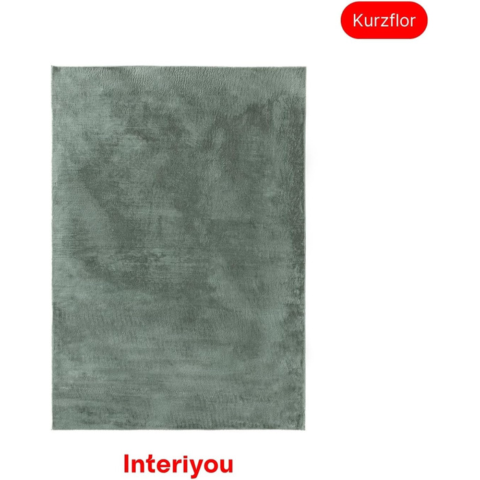 Килим Interiyou Fargo для вітальні 80x150 см - короткий ворс, миється, не ковзає. М'який штучний килим з хутром, довгий ворс (140 x 200 см, прямокутний), зелений