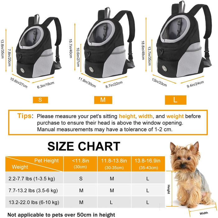 Шлейка для собак та цуценят, переноска-рюкзак для маленьких тварин, чорна (L)