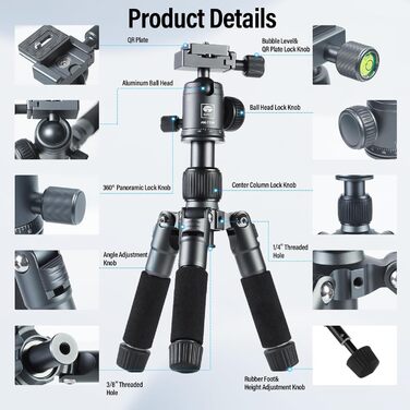 Штатив SIRUI AM-TT50: компактний, легкий, для камери та смартфона, до 10 кг, з кульковою головкою 360°