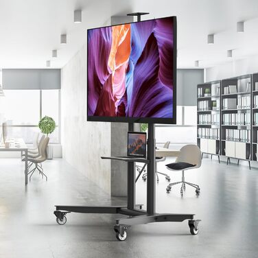 ONKRON Mobile TV Stand - Adjustable Height, VESA 600x400 - Fits 32-75 inch Flat & Curved TVs up to 60kg