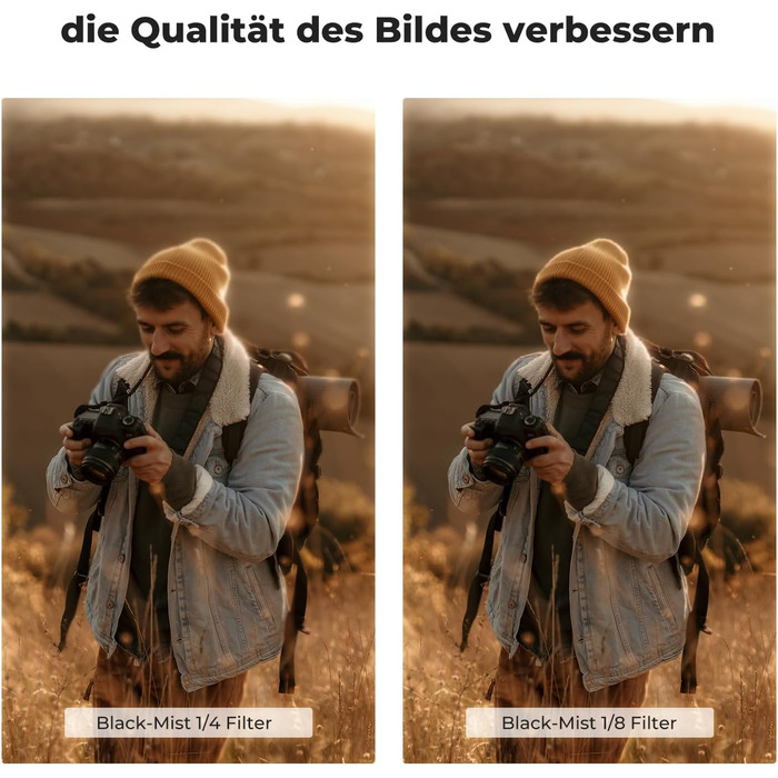 Фільтри K&F Concept Black Mist 1/4 та 1/8, 67mm, Black Promist Filtersets, Nano-Klear (Ефектний фільтр дифузії)