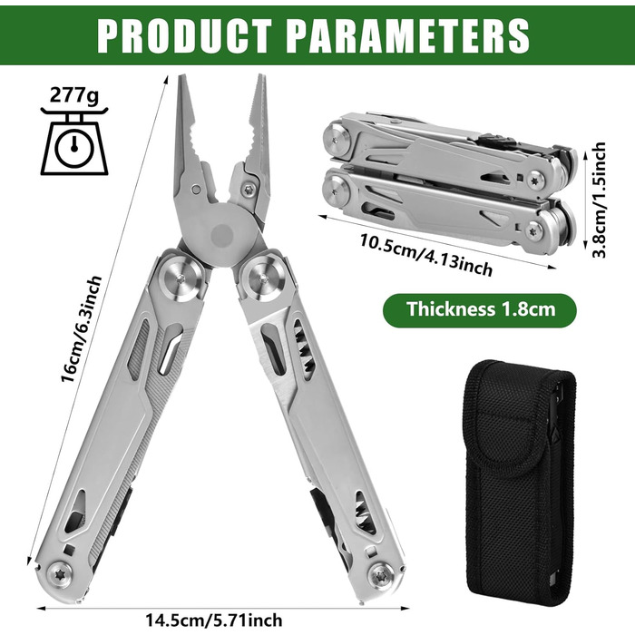 Багатофункціональний інструмент 17-в-1: плоскогубці, викрутки, ніж, пилка. З нержавіючої сталі. Для дому, відпочинку на природі, кемпінгу. Чудовий подарунок для чоловіків