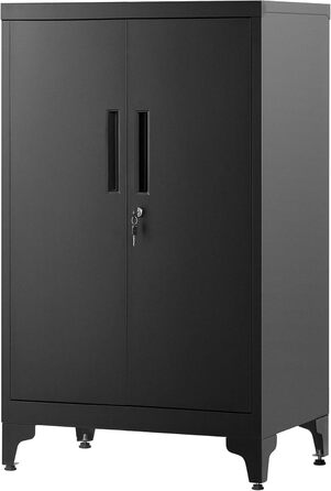 SONGMICS File Cabinet, Multi-Purpose Cabinet, Office Cabinet with 2 Doors, Lockable Cabinet, Steel Storage Cabinet, for Study Room, Living Room, Matte White OMC012W01 (60B cm, Matte Black)