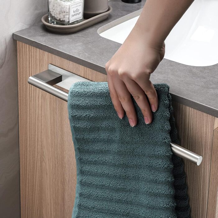 Тримач для рушників без свердління, подвійний, з нержавіючої сталі 304, рушкова рейка з двома кріпленнями, самоклеючий, для ванної кімнати та кухні (#3 Сріблястий)