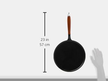 STAUB Crepe Pan made of cast iron, with wooden handle, round 28 cm, with matte black enamel coating inside the pan, suitable for all stovetops including induction, black