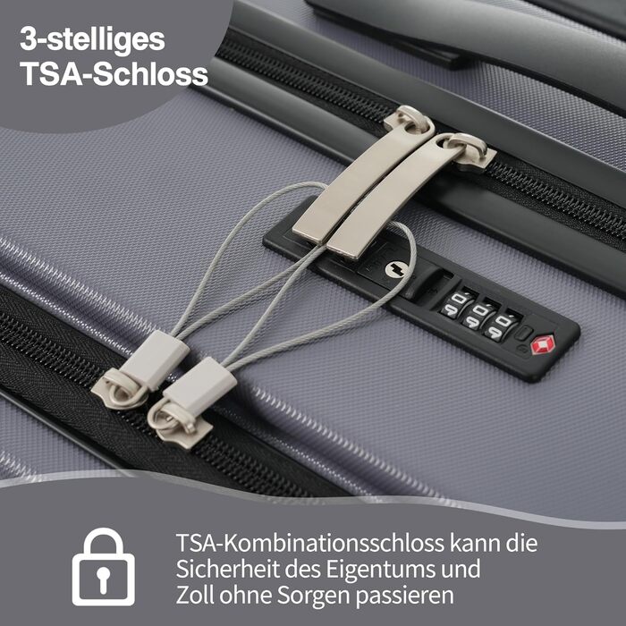 Набір валіз Merax TSA: 3 валізи (M, L, XL) з TSA-замком, телескопічним ручками та 4 колесами, чорний колір, PP-матеріал
