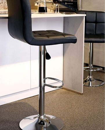 Dibea 2-Piece Swivel Bar Stools with Adjustable Height & Footrest - Black, Up to 130kg Capacity