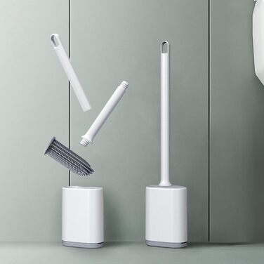 Силіконова щітка для унітазу Klobürste з кріпленням на стіну без свердління, швидковисихаючий тримач, набір (білий)
