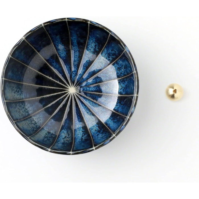Asayu Japan Incense Holder - Blue Lotus - For 10cm Incense Sticks, Made in Japan, Traditional Ceramic Ash Catcher, Includes Removable Brass Stand - For Yoga, Meditation, and Relaxation