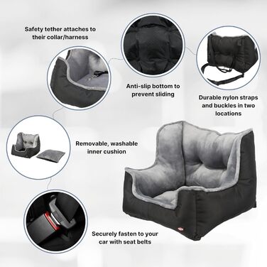 Автокрісло для собак TRIXIE Cabrio Deluxe - автоліжко, 50x40x50 см, з кріпленнями, м'яке, 30°C, 1 шт.