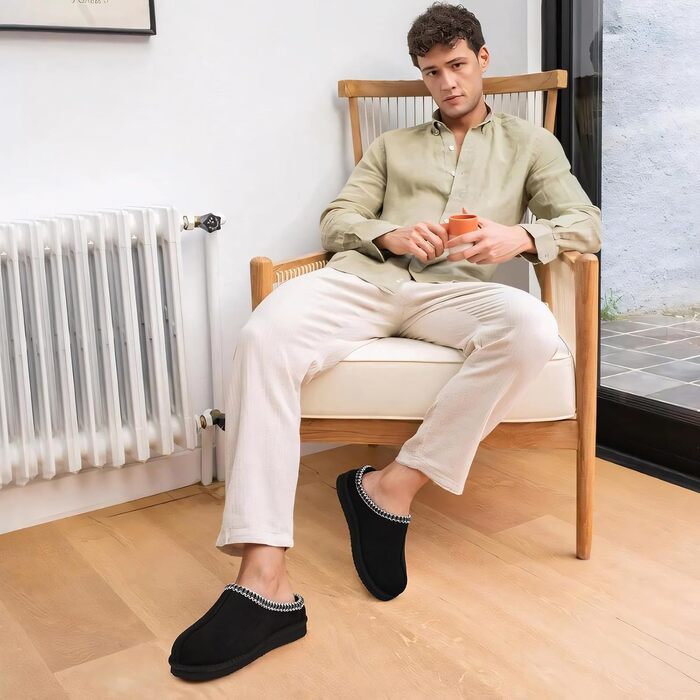 Унісекс капці Litfun з ефектом пам'яті (Memory Foam), теплі домашні та вуличні тапочки, чорні, розмір 37 EU