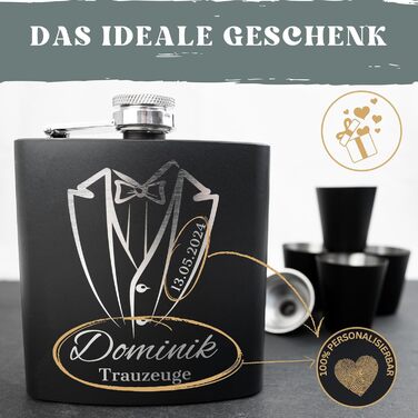 Набір фляг з гравіюванням - персоналізований з іменем - ідеальний подарунок на весілля та для чоловіків - нержавіюча сталь (Дизайн 8)