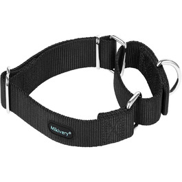 Нашийник для собак Mikivery Marraht з металевим декором, різнокольоровий, для маленьких, середніх та великих собак, чорний, розмір M: 35.5-53 см