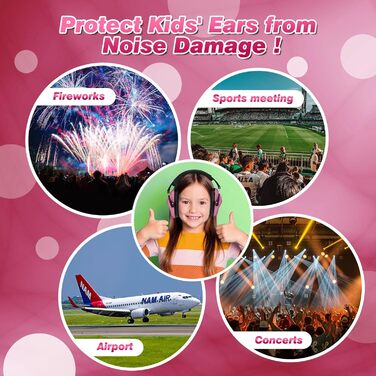Навушники для захисту від шуму для дітей - комфортні, складні, для школи, аутизму, сну, навчання, ADHD, феєрверків, концертів (1 шт., темно-рожевий)