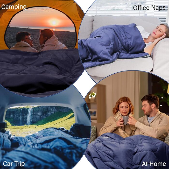 Сплячий мішок TOMSHOO Outdoor, ультралегкий, 4 сезони, компактний, для дорослих та дітей, 1 кг, блакитний