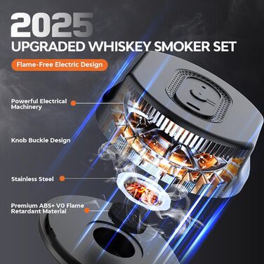 Набір для димування віскі Anusuwa - набір для коктейлів з 6 дерев'яними стружками та 4 камінням для віскі. Ідеальний подарунок для чоловіків на день народження, Різдво, ювілей (без бутану)