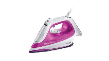 Праска від Braun TexStyle 5 SI5225 PU з підошвою FreeGlide 3D, вертикальним відпарюванням та антикапелевою системою, 200 г/хв, 2500 Вт, білий/фіолетовий