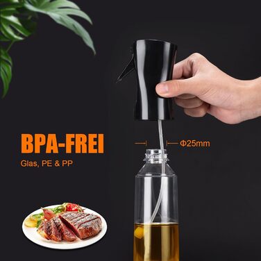 Грифема - пляшка для олії та розпилювач 300 мл, для фритюрниці, гриля, салатів, Meal Prep, BPA-free, придатна для миття в посудомийній машині, багаторазове використання, GE2002B-300