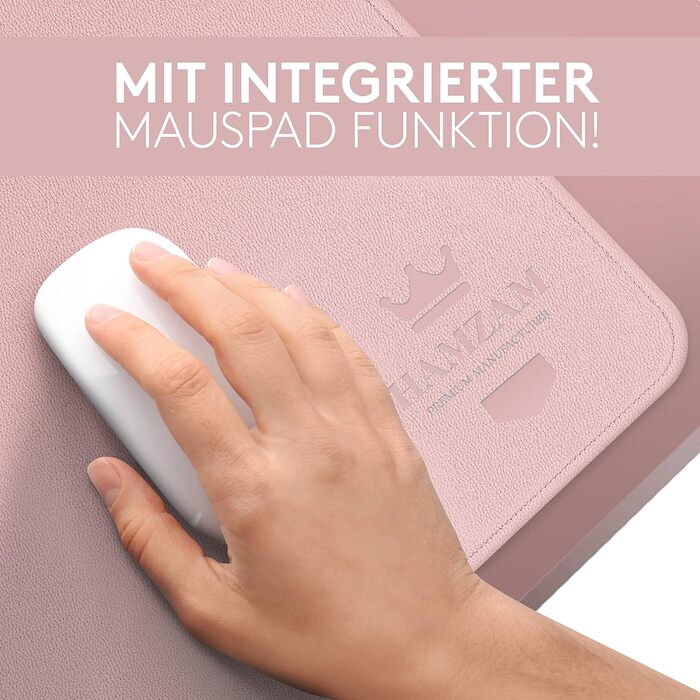 Килимок на стіл HAMZAM з екошкіри 90x40 см - преміум якість, з інтегрованим ковриком для миші (Рожевий)