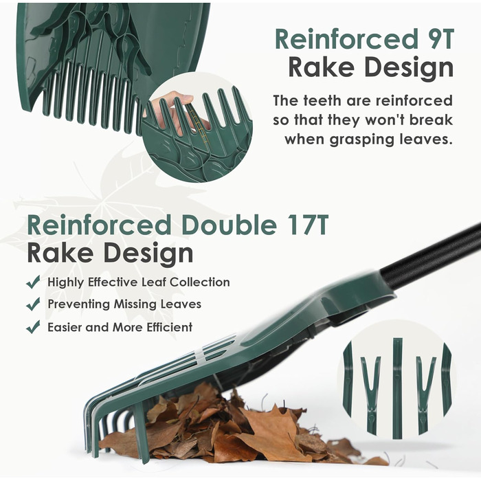 ORIENTOOLS Gardening Tools Set, Gardening Work Set with Garden Rake 160cm, Leaf Rake, Gloves, Garden Waste Bag, Gifts for Garden Lovers