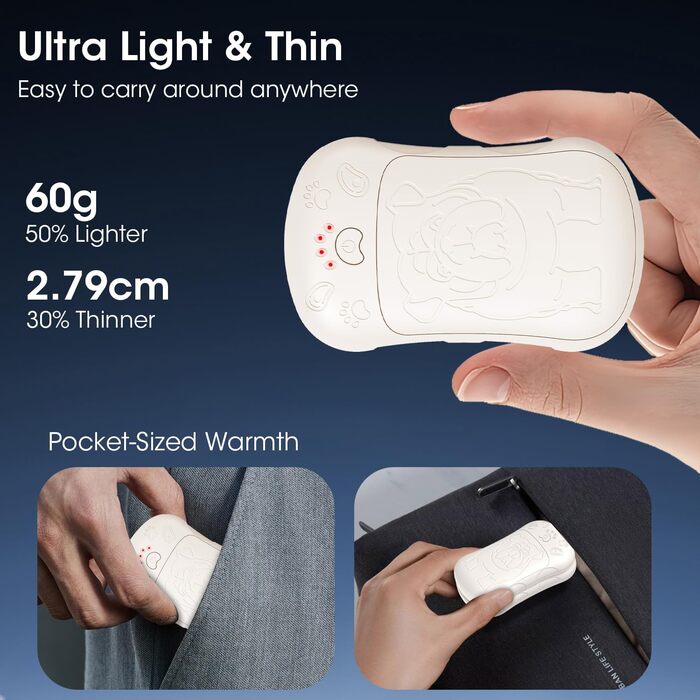 Електричні грілки для рук, 2 шт. 6000mAh, акумуляторні, багаторазові, для активного відпочинку, полювання, гольфу, кемпінгу, теплий подарунок для жінок, чоловіків, дітей, бежевий