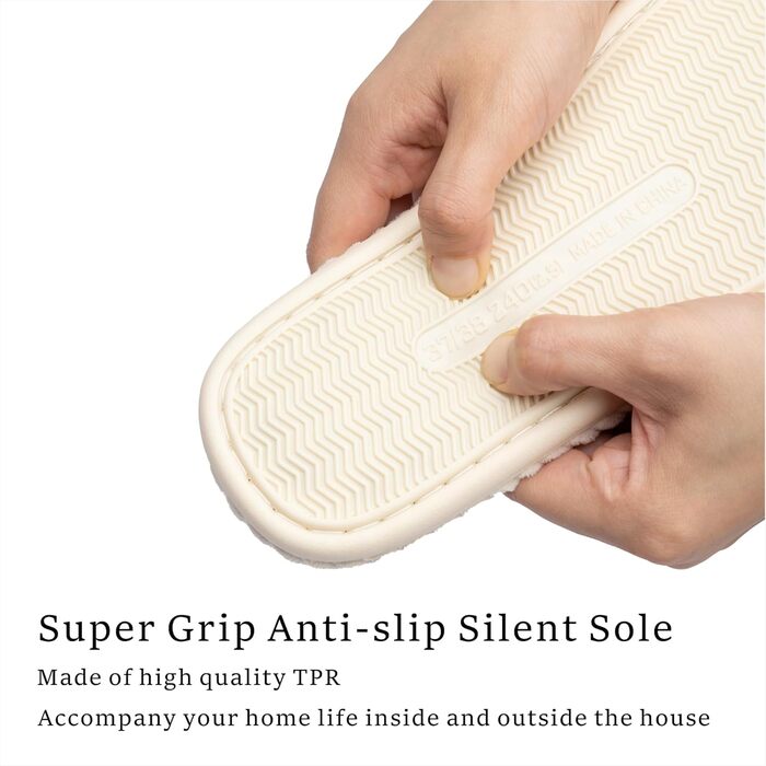 Чантому Хаусшухе для жінок: домашні тапочки з меморі-піною, зручні, з відкритим носком, ковдраний велюр, антиковзаючі, для дому, спальні, ванної кімнати, розмір 39/40 EU, бежеві