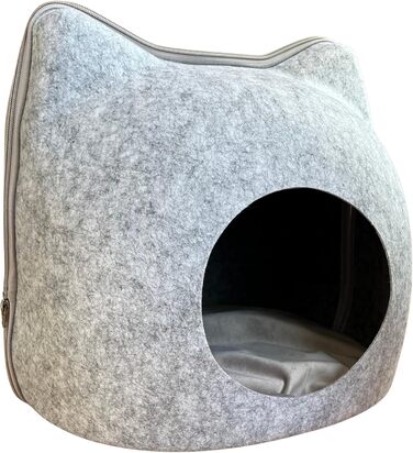 Кішка Будиночок з Фетру для Кішок. М'яке Ліжко-Гніздище для Кота (Сірий, Великий).