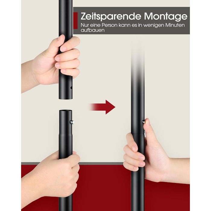 Підвісна штанга для одягу на колесах з сітчастою полицею та гачками, 73 x 42 x 150 см, чорний колір