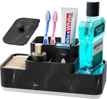 VITVITI Toothbrush Holder Electric Toothbrush Holder with Cover Bathroom, Marble Electric Toothbrush Toothbrush Holder Bathroom Organizer Countertop Toothpaste Vanity Counter Toothbrush Holder