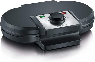 Severin WA 2106 Heart-Shaped Waffle Maker - Anti-Stick Coating, Slim Design, 1200W - Black