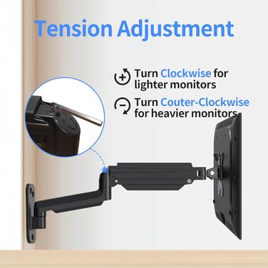 Кріплення для монітора Suptek, 13-32 дюйми, LED/LCD/TV, до 9 кг, газ-амортизатор, регулювання висоти, нахил, поворот, VESA 75/100, чорний