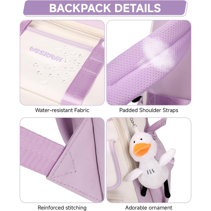 Шкільний рюкзак для дівчаток 2 в 1: рюкзак та сумка через плече, 45 см, фіолетовий. Підходить для 3-7 класів.