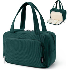 Косметичка жіноча Kalidi з відділеннями та щілинами для пензлів, велика органайзер для макіяжу, дорожня косметичка, валізка, темно-зелена