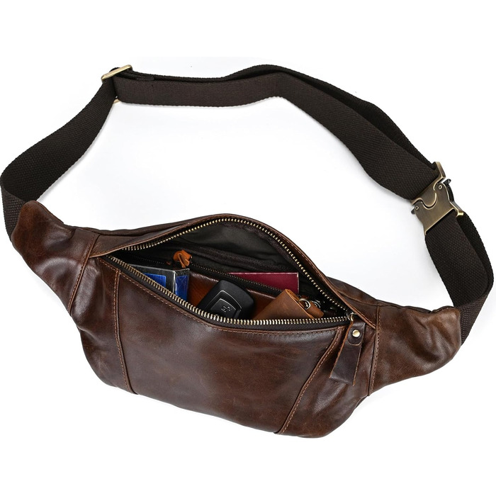Чоловіча поясна сумка LUUFAN з натуральної шкіри, колір кавовий