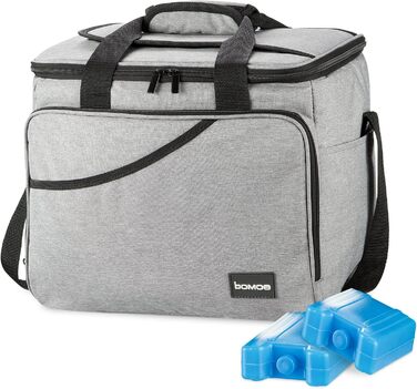 Foldable Cooler Bag 25L/45L/52L - Outdoor Cooler Box with 16h Cooling Function and Carrying Straps, Waterproof Picnic Bag Insulated Bag with Shelf, Insulated Bag - Anthracite or Grey - IceBreezer (Grey - Size S: 25L)