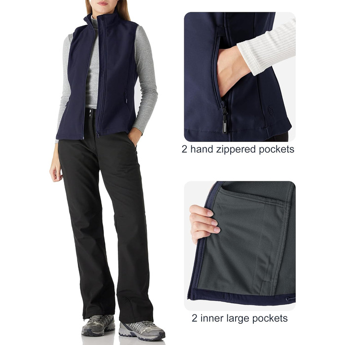 Жіноча вітровка Outdoor Ventureofthell з флісовим коміром, легка, вітронепроникна, з 4 кишенями для туризму, кемпінгу, гольфу (S, Глибокий синій)